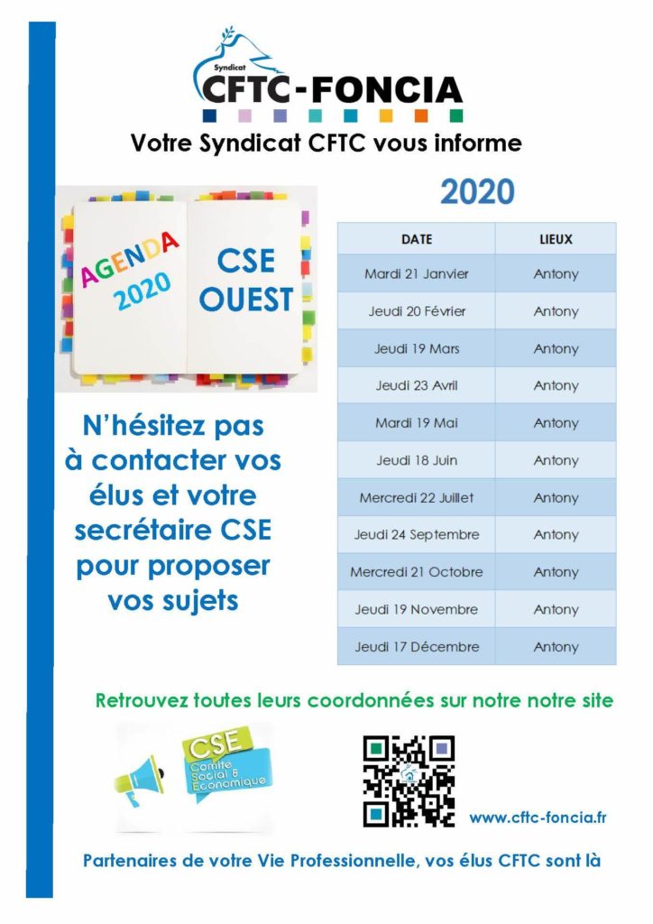 Agenda CSE Ouest 2020  CFTC Foncia