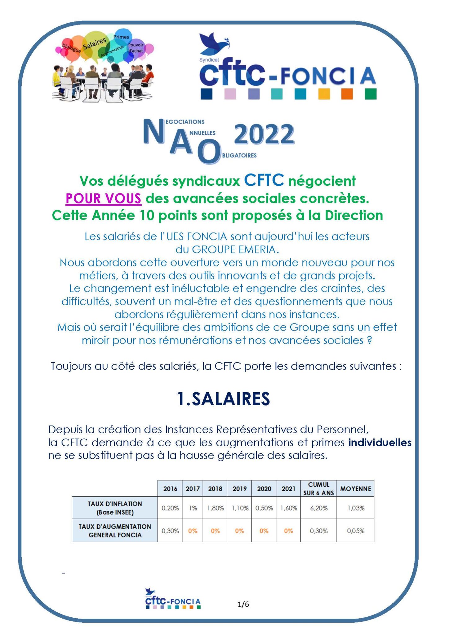 NAO 2022 les revendications de la CFTC CFTC Foncia