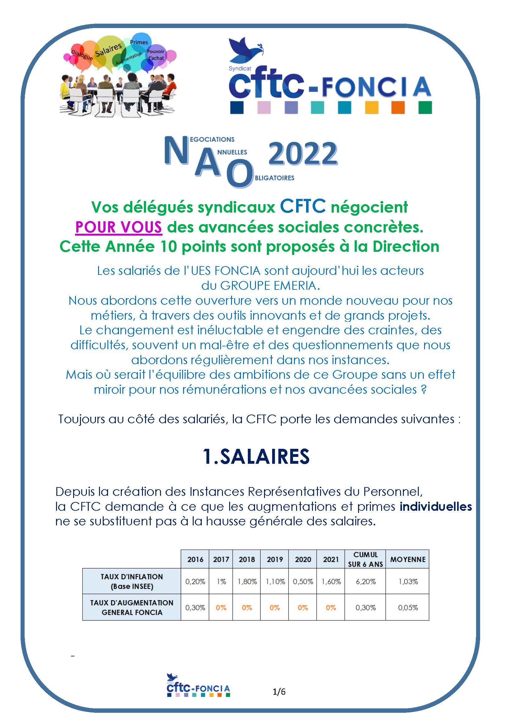 NAO 2022 : les revendications de la CFTC