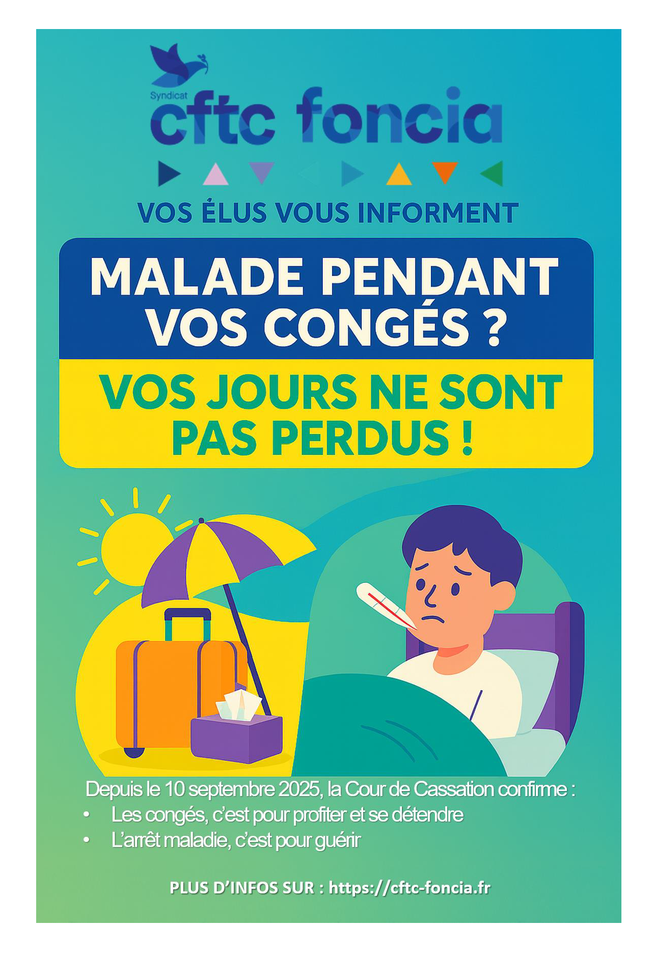 Malade pendant vos congés ? Vos jours ne sont pas perdus !